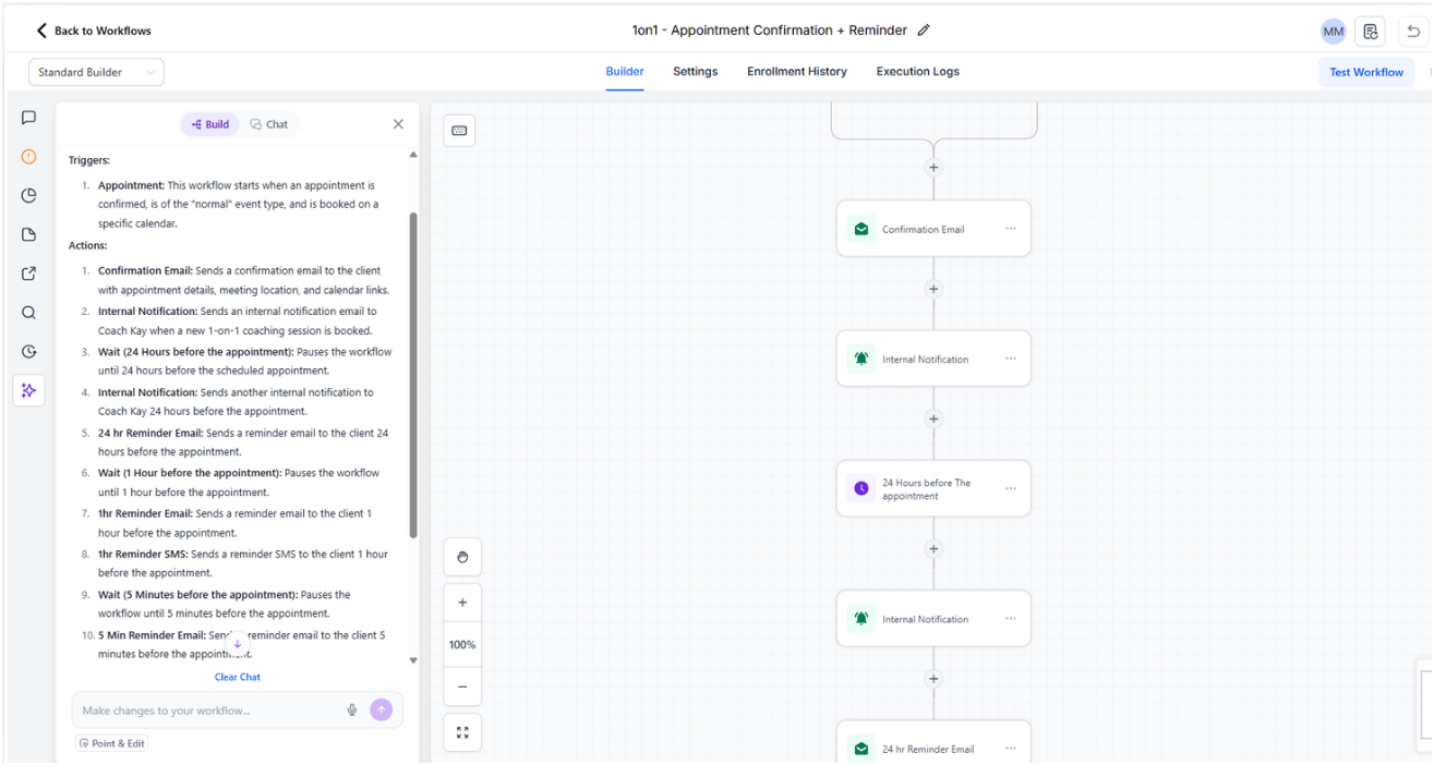 Appointment Confirmation + Reminder Workflow
