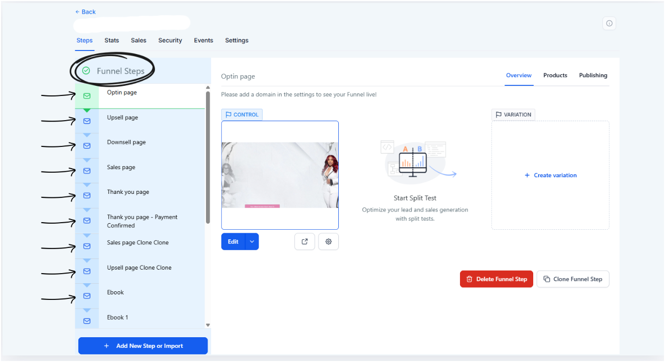 Funnel Steps & Sales Pages